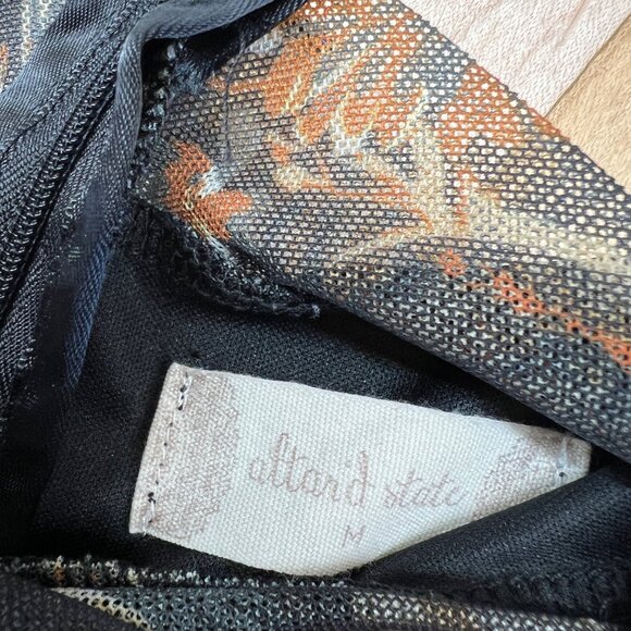 Altar'd State Floral High Neck Mesh Tiered Mini Dress Black Rust Size Medium - Picture 8 of 10